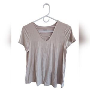 Mossimo Supply Co. Women's Beige/baby Pink V-Neck Tee
